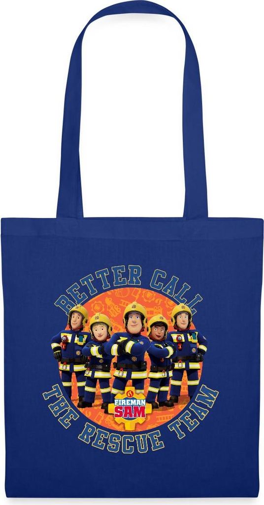 Spreadshirt Feuerwehrmann Sam Better Call The Rescue Team Stoffbeutel, One size, Royalblau