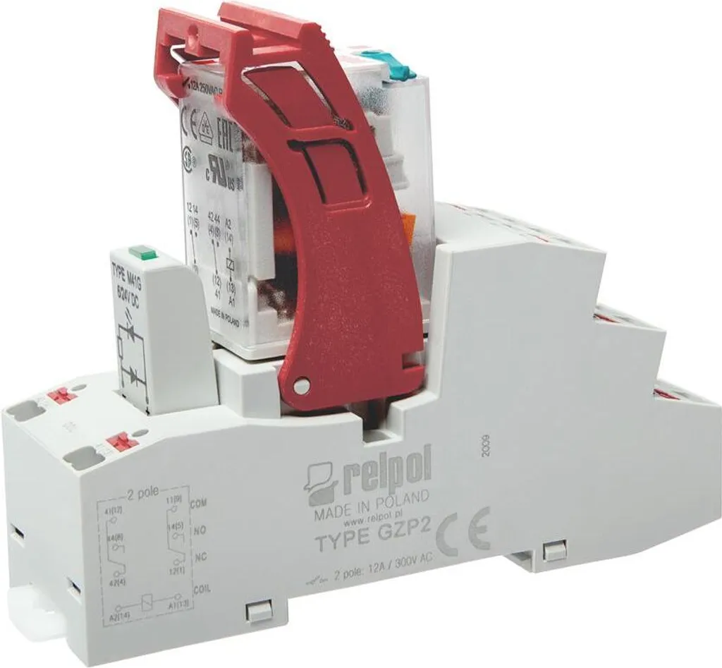 Relais d'Interface pour Automate 24V 12A PUSH-IN - Relpol 864839 Rail DIN