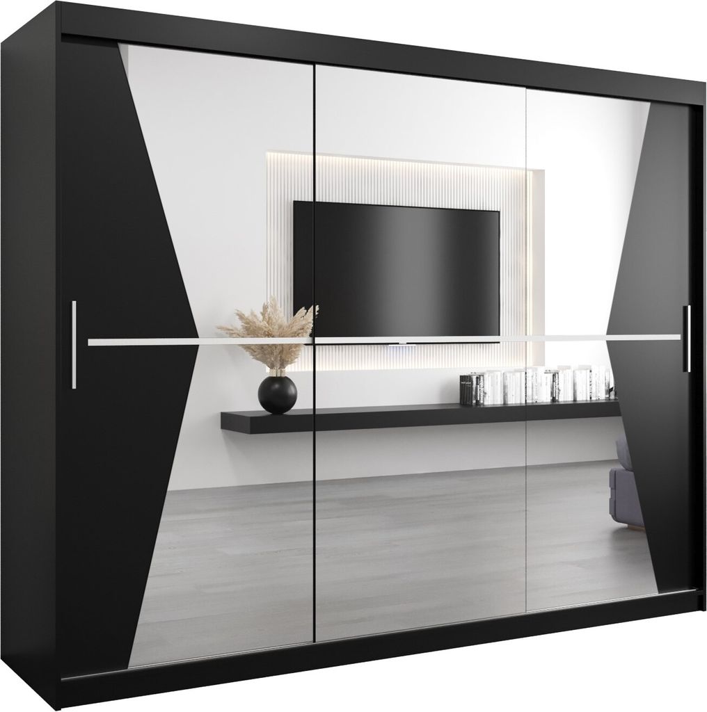Kleiderschrank, Schiebetürenschrank Schlafzimmer, Schrank mit Spiegel MAROKO 250 cm