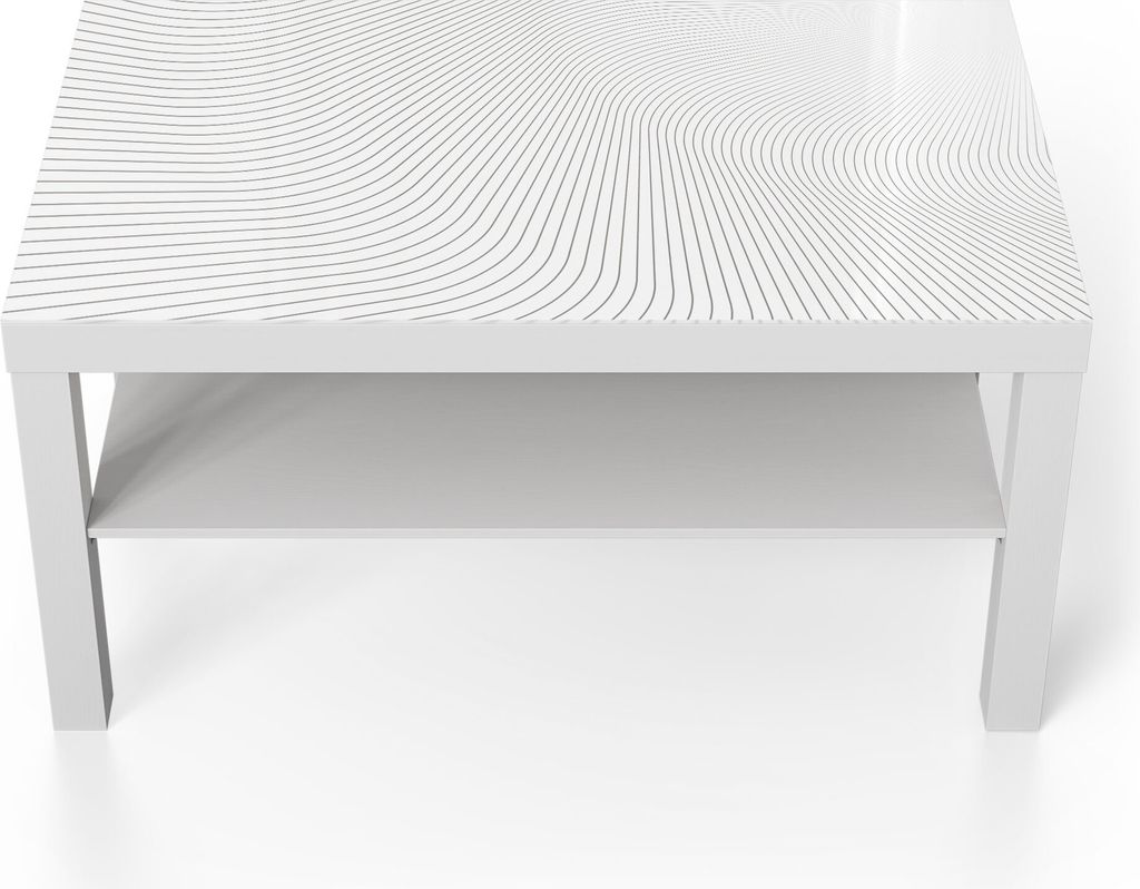 DEQORI Couchtisch 90x55 cm Weiß 'Fließendes Streifenmuster' Glas Beistelltisch
