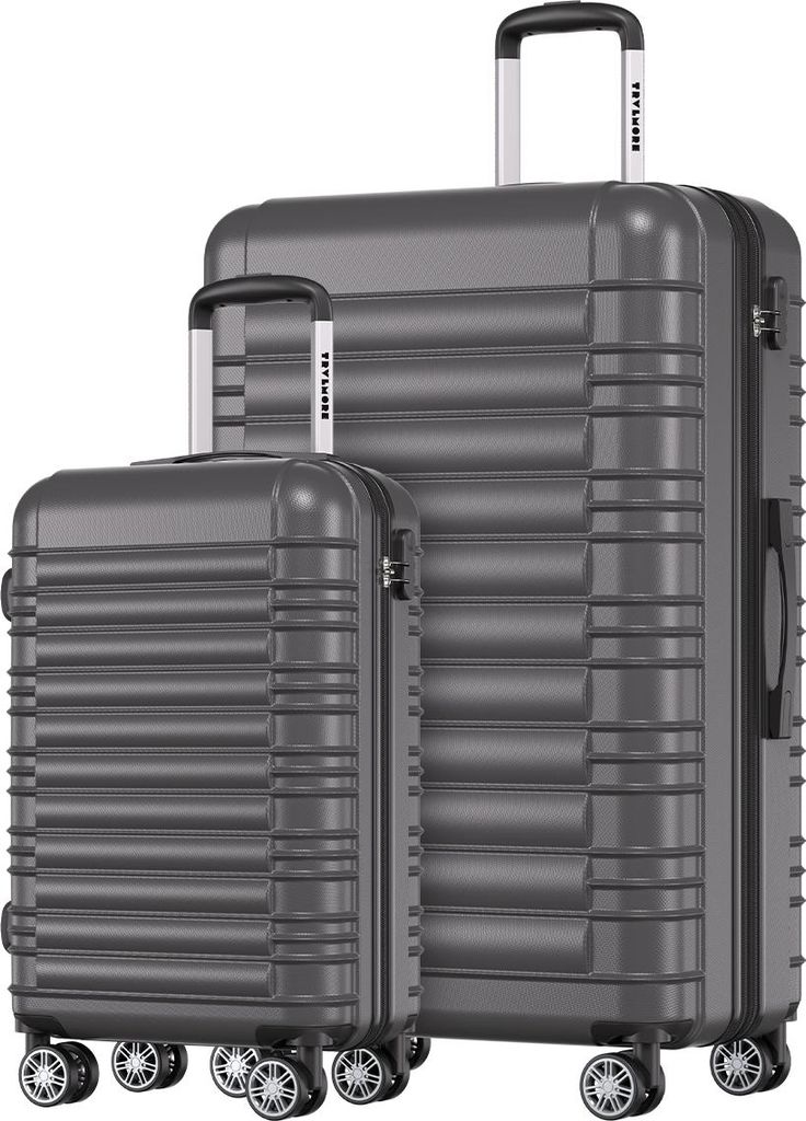 TRVLMORE Kofferset - 2-teilig - 38L Handgepäck + 110L Aufgabegepäck - Leichtgewicht - Trolley - Reisekoffer Set - Dunkelgrau