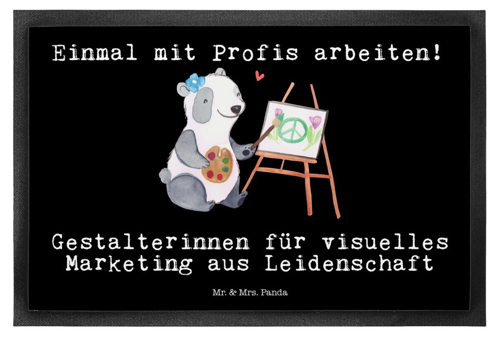 Mr. & Mrs. Panda fußmatte Gestalterinnen für visuelles Marketing Leidenschaft 50 x 75 cm - Schwarz - Geschenk, Eingangsmatte, Bodenvorleger, Schm...