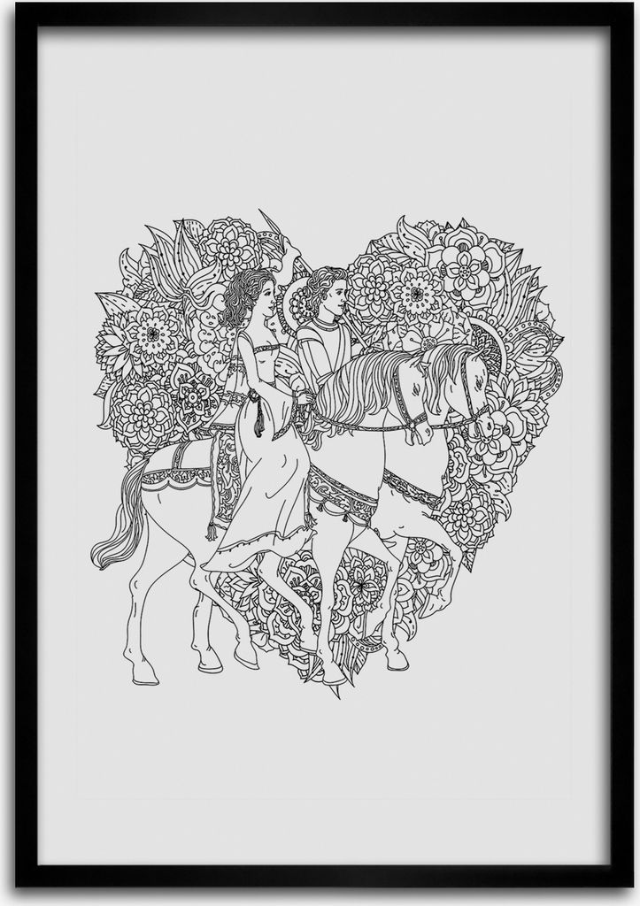 Bild - Bilderrahmen - 50 cm x 70 cm - MDF - Rahmen - Wandkunst Frau und Mann