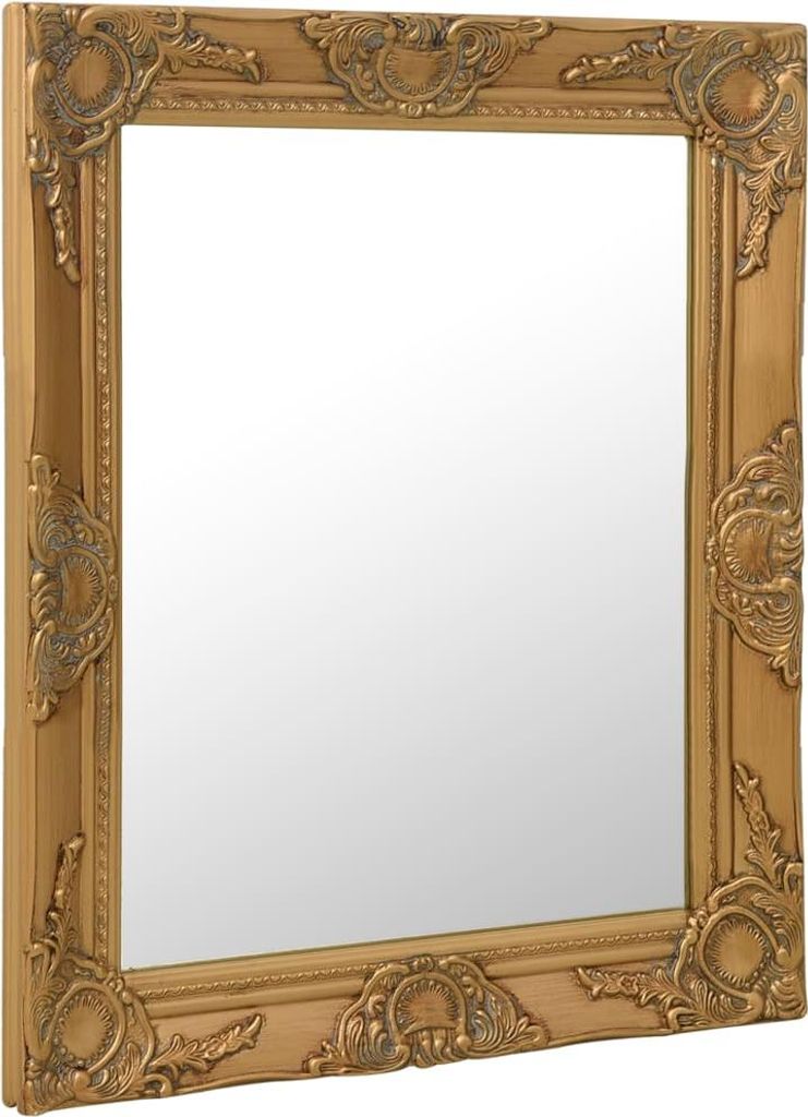 A golden baroque-style wall mirror.