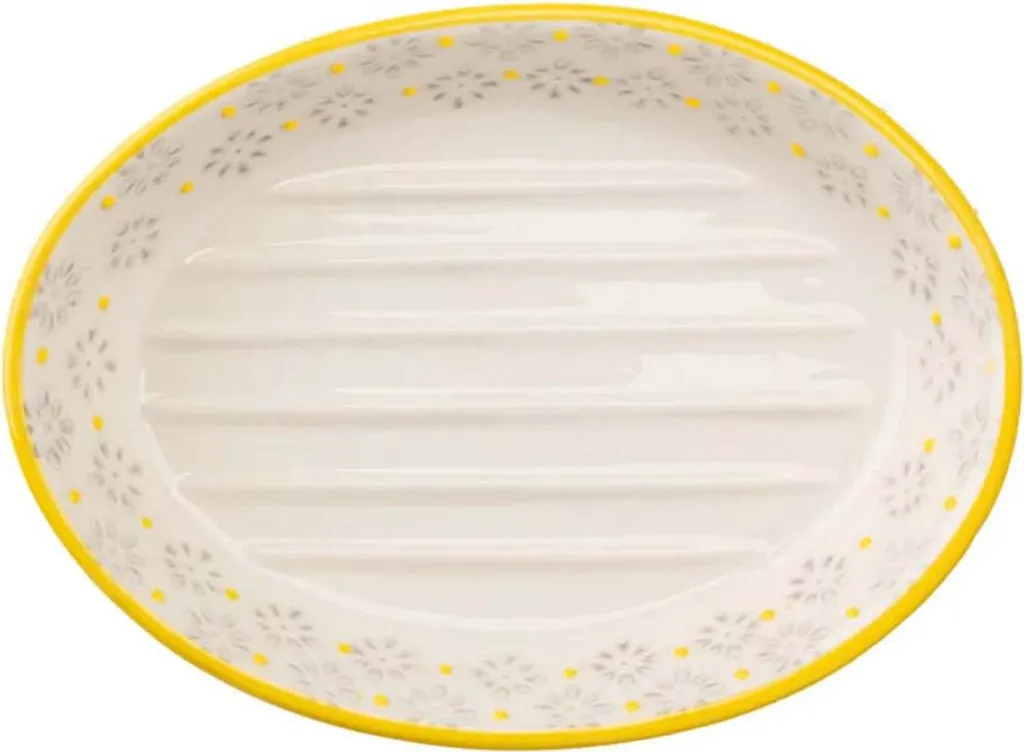 Porte-savon de salle de bain ovale jaune en céramique lot de 6 pièces
