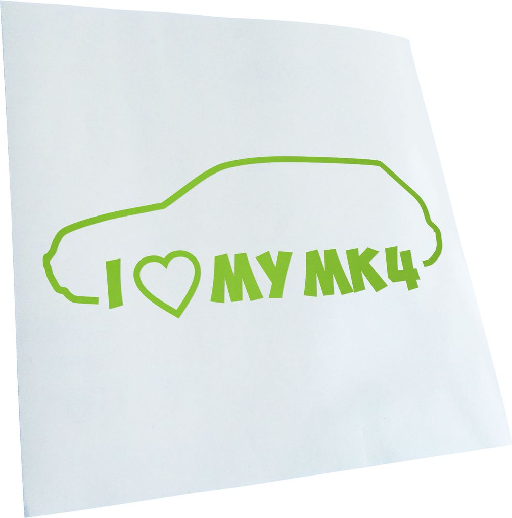 Kiwistar - Autoaufkleber - I Love My MK4 Heckscheibenaufkleber - Aufkleber für Auto Kfz Fahrrad, LKW, Truck Mofa