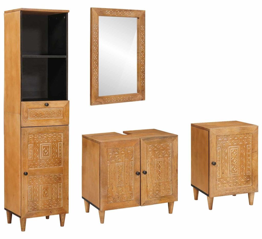 Badezimmermöbel-Set mit Schubladen 4 pcs Braun Holzwerkstoff