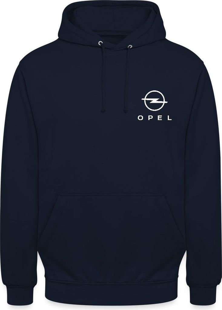 Spreadshirt Opel Logo Weißer Schriftzug Uni Hoodie, 4XL, Navy
