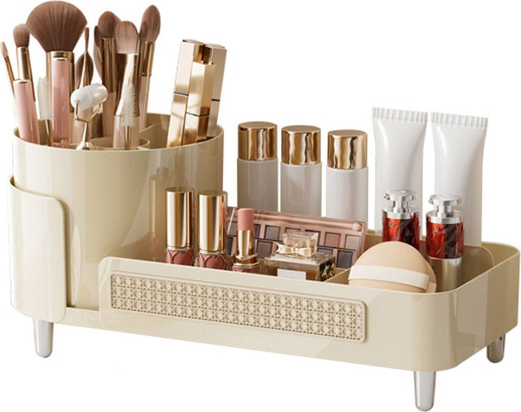 Drehbare Make-up-Organizer-Box für die Arbeitsplatte, große Kapazität, mehrere Fächer, Make-up-Aufbewahrungs-Organizer, Kosmetik-Vitrine