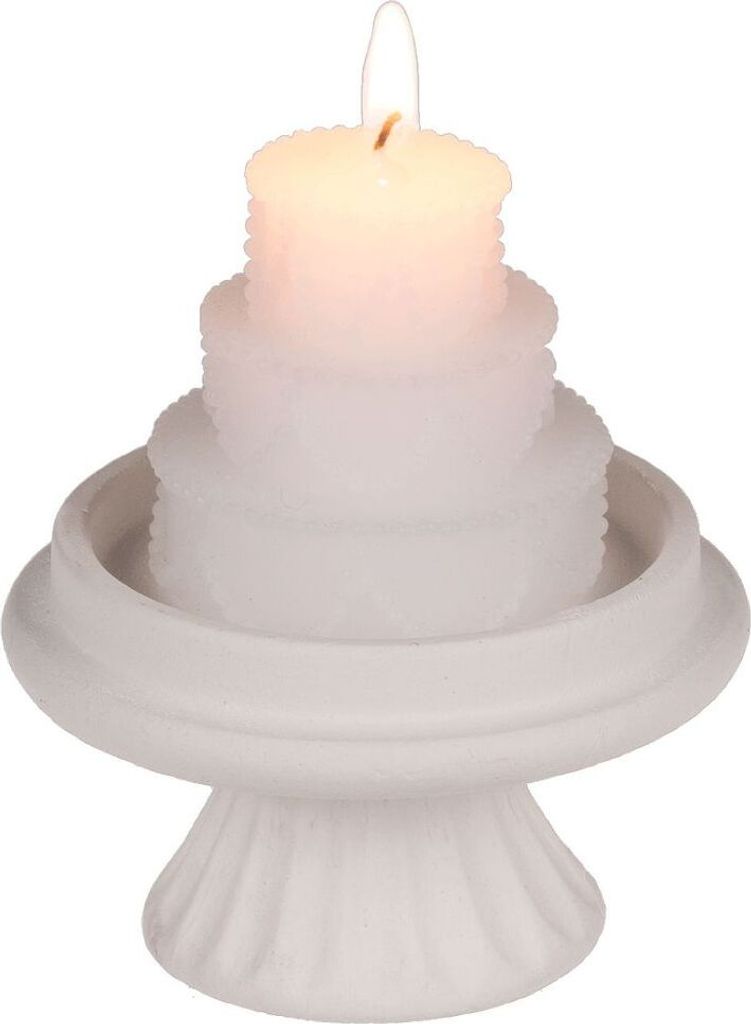 Kerze Hochzeitstorte auf Ständer in Creme oder Khaki 2h Brenndauer