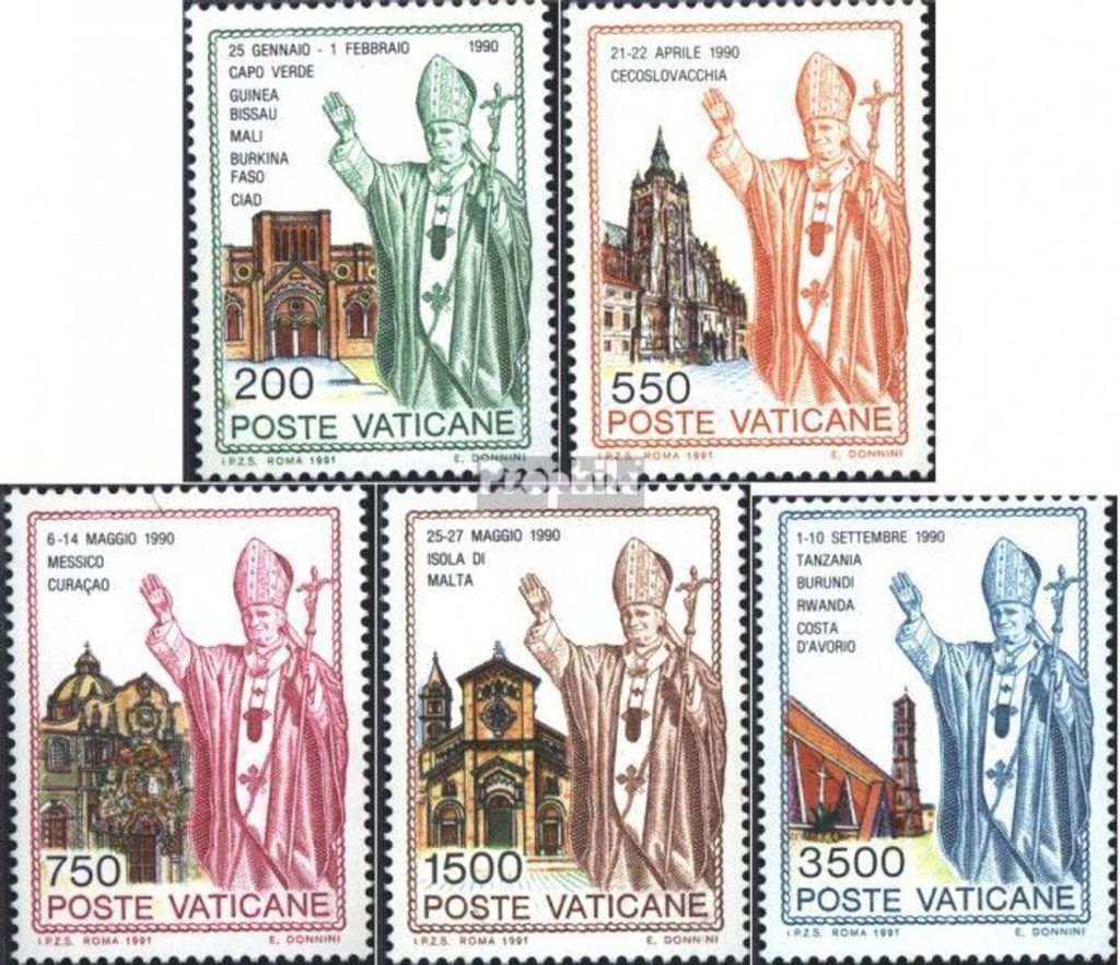 Briefmarken Vatikanstadt 1991 Mi 1046-1050 (kompl.Ausg.) postfrisch Pabstreisen