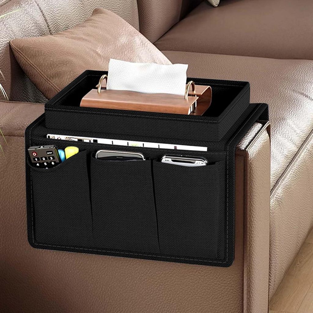 Sofa Armlehne Organizer, Sofa Tasche Sofatablett Ablage Oxford Couch Sessel Stuhl hängen Aufbewahrungstasche, Faltbar Sofa Butler mit Tablett für...
