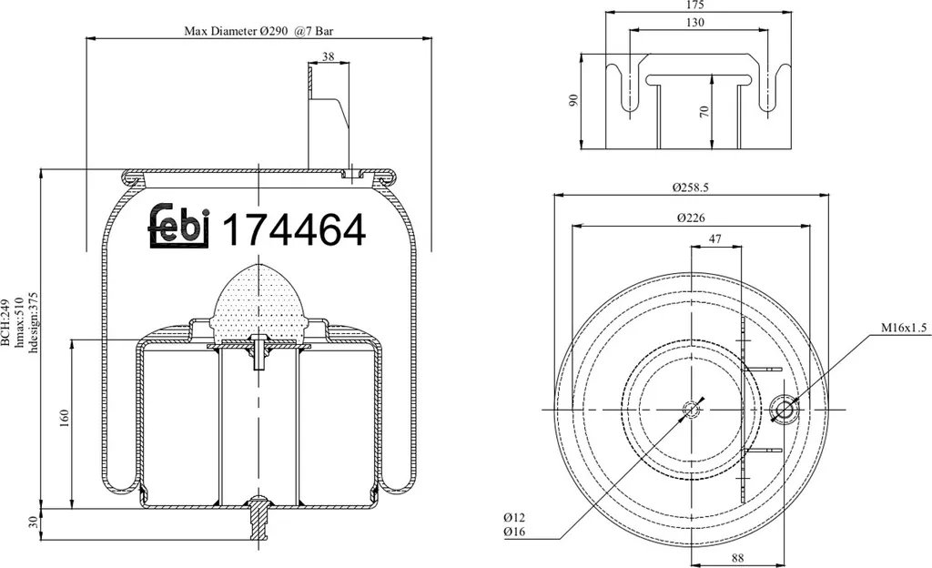 Réparez votre suspension VOLVO FH avec le soufflet FEBI 174464 robuste