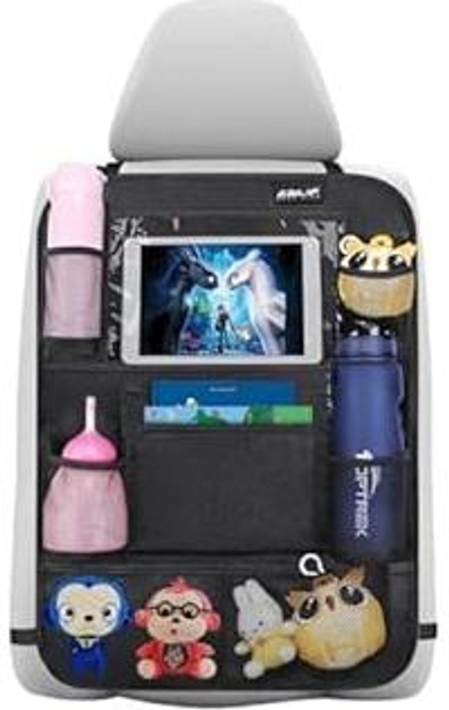 Auto Rückenlehnenschutz Kinder, Wasserdicht Sitzschutz Auto Organizer mit 12 Zoll Tasche für iPad/Tablet, Autositz Organizer mit Kick-Matten-Schu...