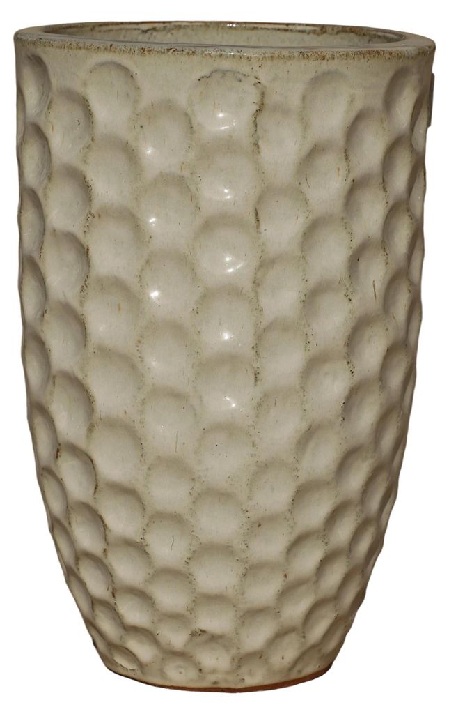 Provencelia Keramik Pflanzkübel Merovee Creme, Ø23 x H35 cm, frostbeständig, handgefertigt, glasiert, Outdoor, Terrasse, winterfest