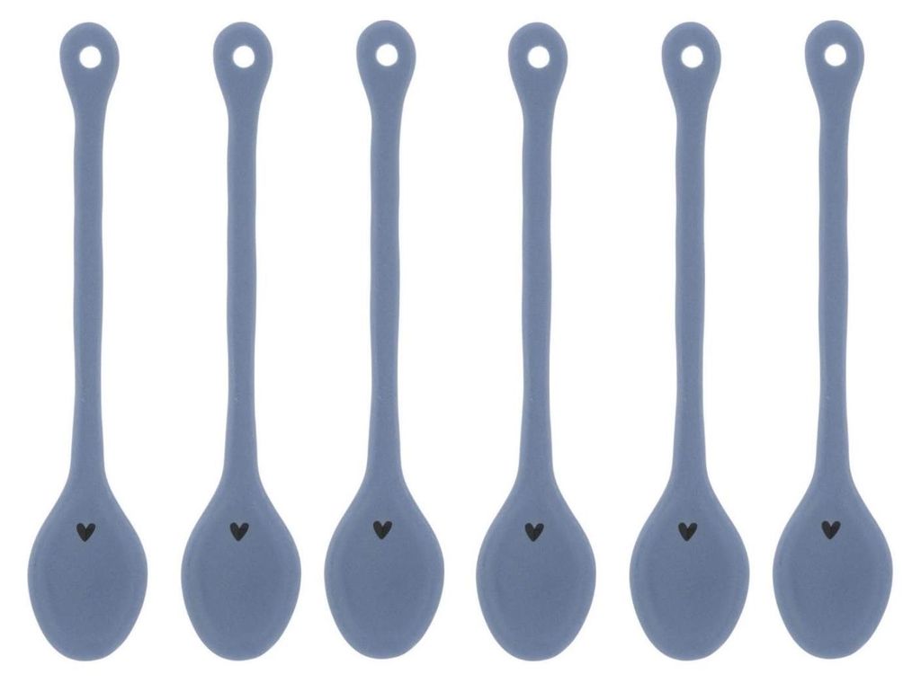 6er Set Kaffeelöffel Iris Blue matt blau L. 13,5cm mit Herz Produktbild 