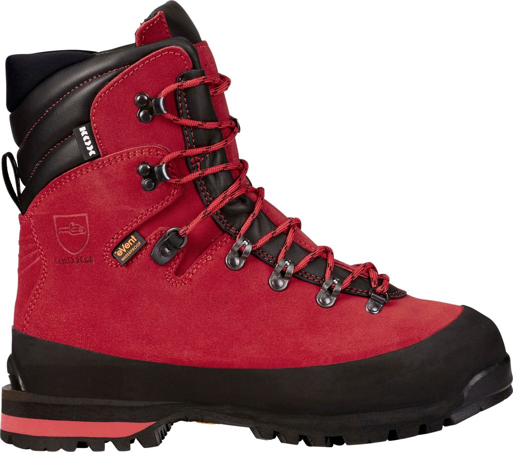 KOX Schnittschutzstiefel / Schnittschutzschuhe TRE Rot Größe 44 | S3 | Forst | Atmungsaktive Polsterung | Wasserdicht