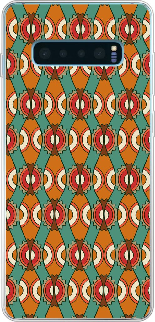 MuchoWow Handyhülle Schutzhülle Hülle für Telefoonhoesje Samsung Galaxy S10 Lite Design - Retro - Orange - Abstrakt Silikon Softcase Handy H...