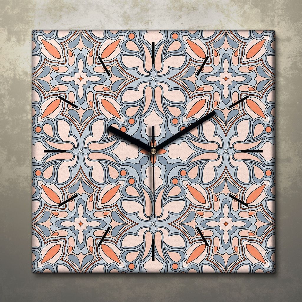 Wohnzimmer Leinwand Uhr Geräuschlos Küche 30x30 Portugiesische, Mosaike, Textur, Abstrakt, schwarze Zeiger