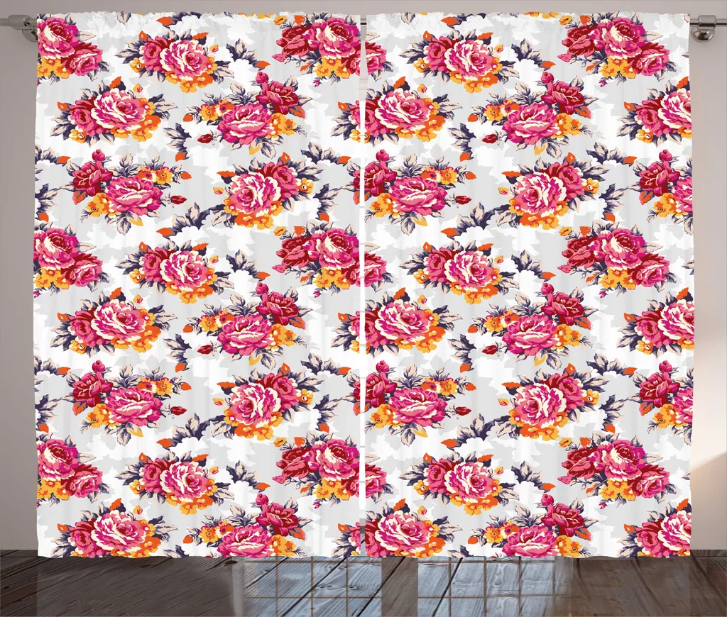 Paire de rideaux de salon à motifs floraux classiques 280 x 225 cm