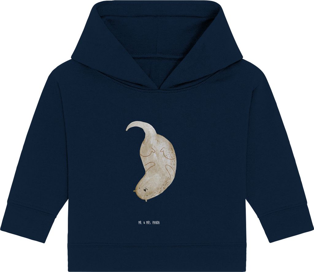 Mr. & Mrs. Panda Organic Baby Hoodie Otter Kopfüber 12. - 18. Monat - French Navy - Geschenk, Niedlich, Kapuzenshirt, Kapuzensweatshirt, Seeotter ...