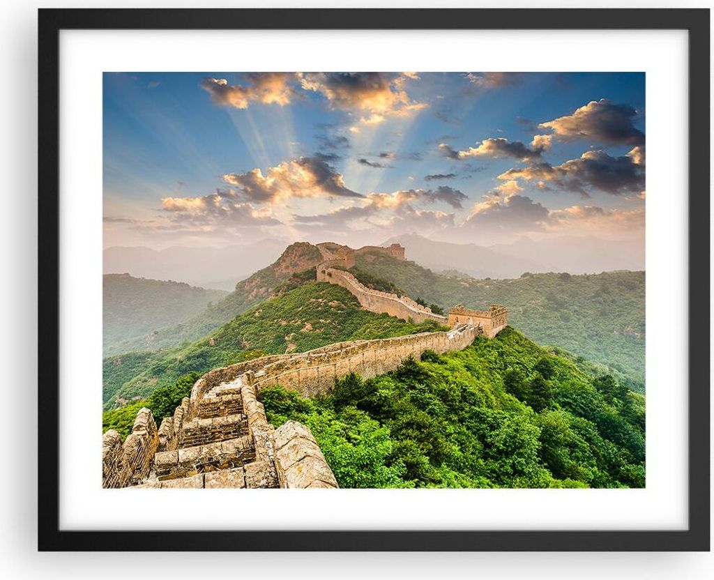 Gerahmtes Poster - Schwarzer Rahmen - Wand Berg asiatisch china - 50x40 cm - Wand Bild - Wanddeko - Wandbilder - Wandposter - Bilderrahmen - Bilder...