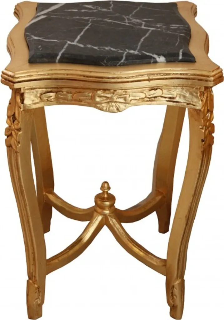 Mobilier baroque robuste table d'appoint marbre et or facile d'entretien
