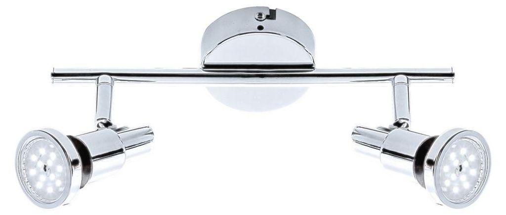 LED Badleuchte Spotleuchte chwenkbar 2xGU10 je 4 W Chrom Produktbild 
