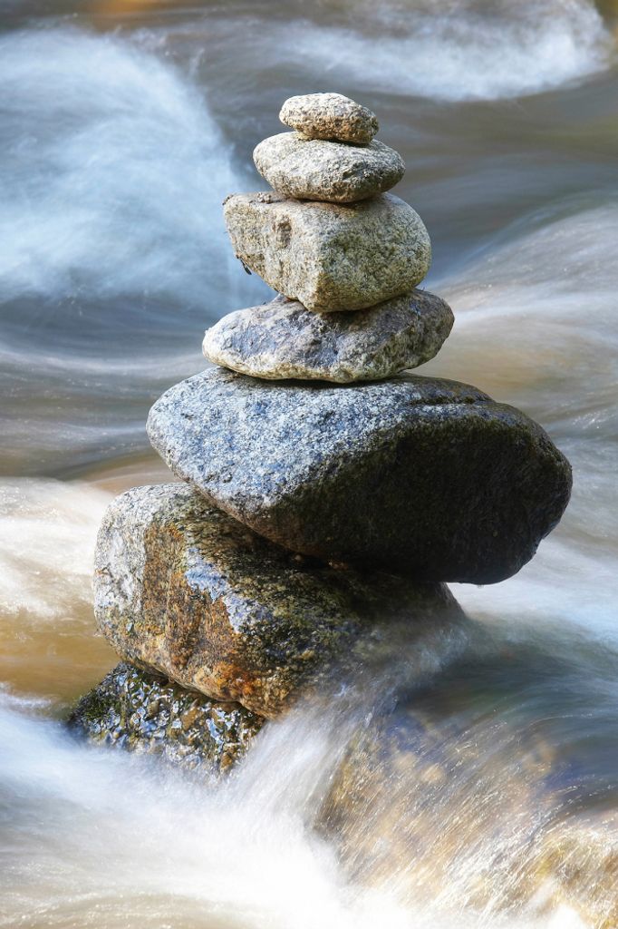 Steine Kunstdruck Bild - Fels In Der Brandung, Zen (120 x 80 cm)