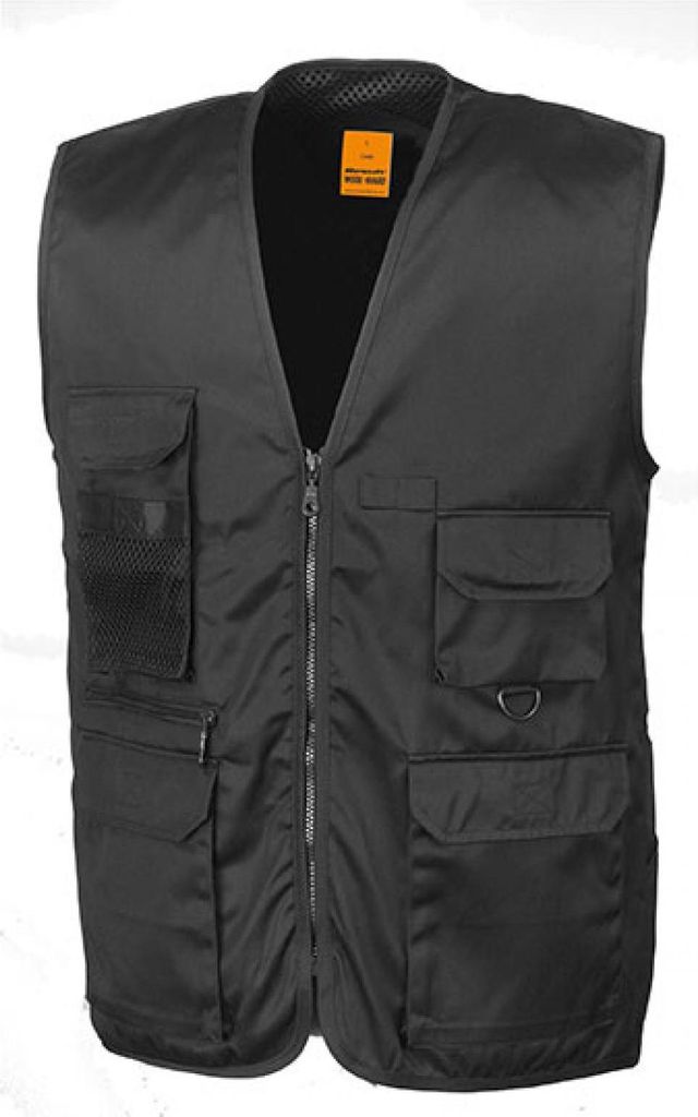 Result WORK-GUARD R45X | Herren Arbeitsweste Safari Vest - Farbe: Black - Größe: M