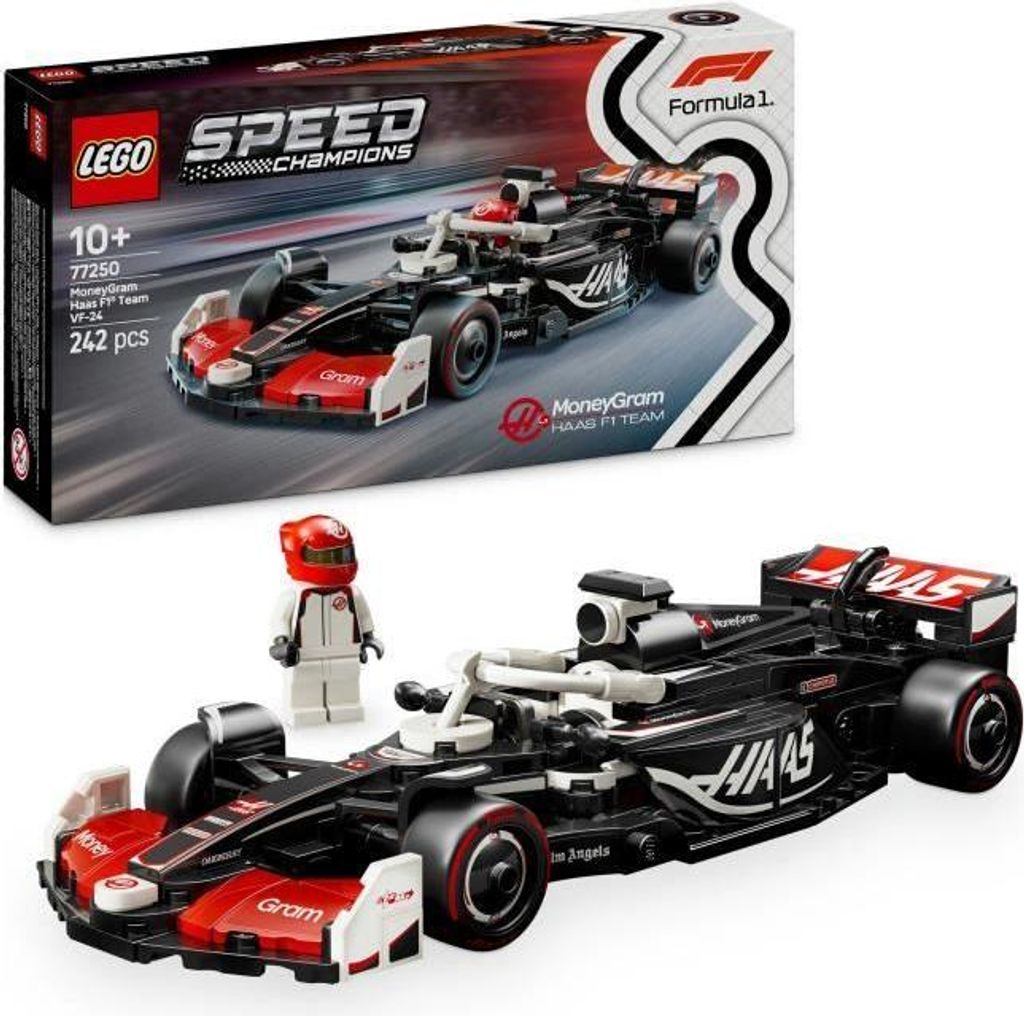 LEGO Speed Champions 77250 MoneyGram Haas Team VF-24 F1 Rennwagen, 10 Jahre Jubiläumsmodell, Zum Bauen und Ausstellen