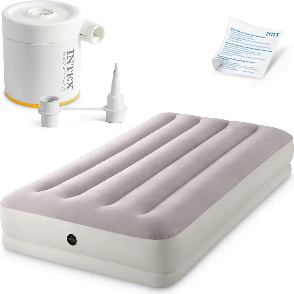 Lit d'appoint gonflable 1 place INTEX 191x99x30 cm avec gonfleur compact