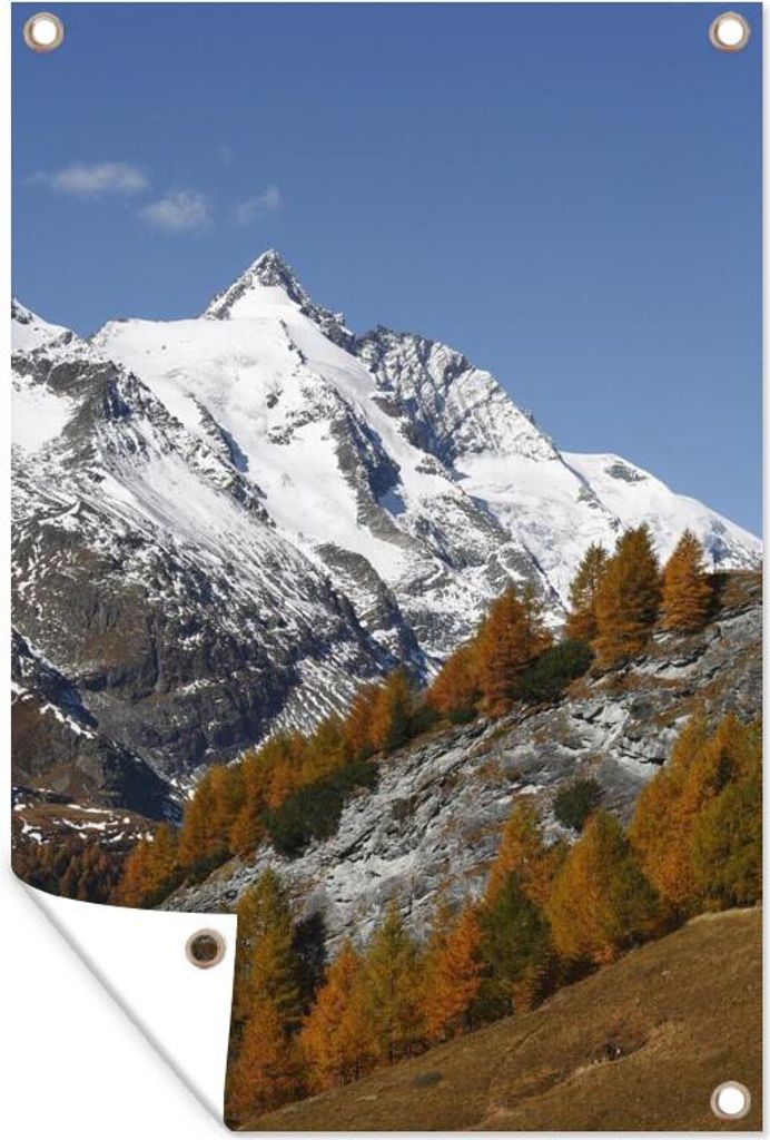 MuchoWow 60x90 cm Outdoor-Poster Gartendeko Sichtschutz Garten Poster für den Garten Der höchste Berg im Herbst im Park Hohe Tauern in Österr...