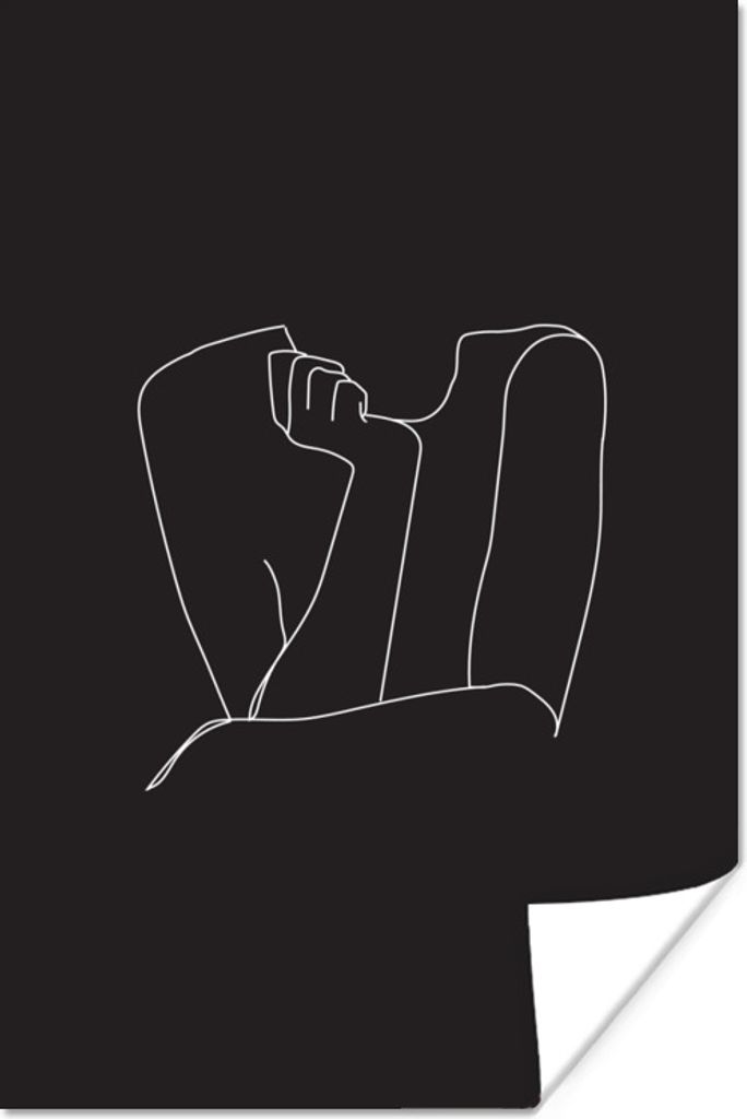 MuchoWow Poster Frau - Strichzeichnung - Hände 20x30 cm - Papierdruck