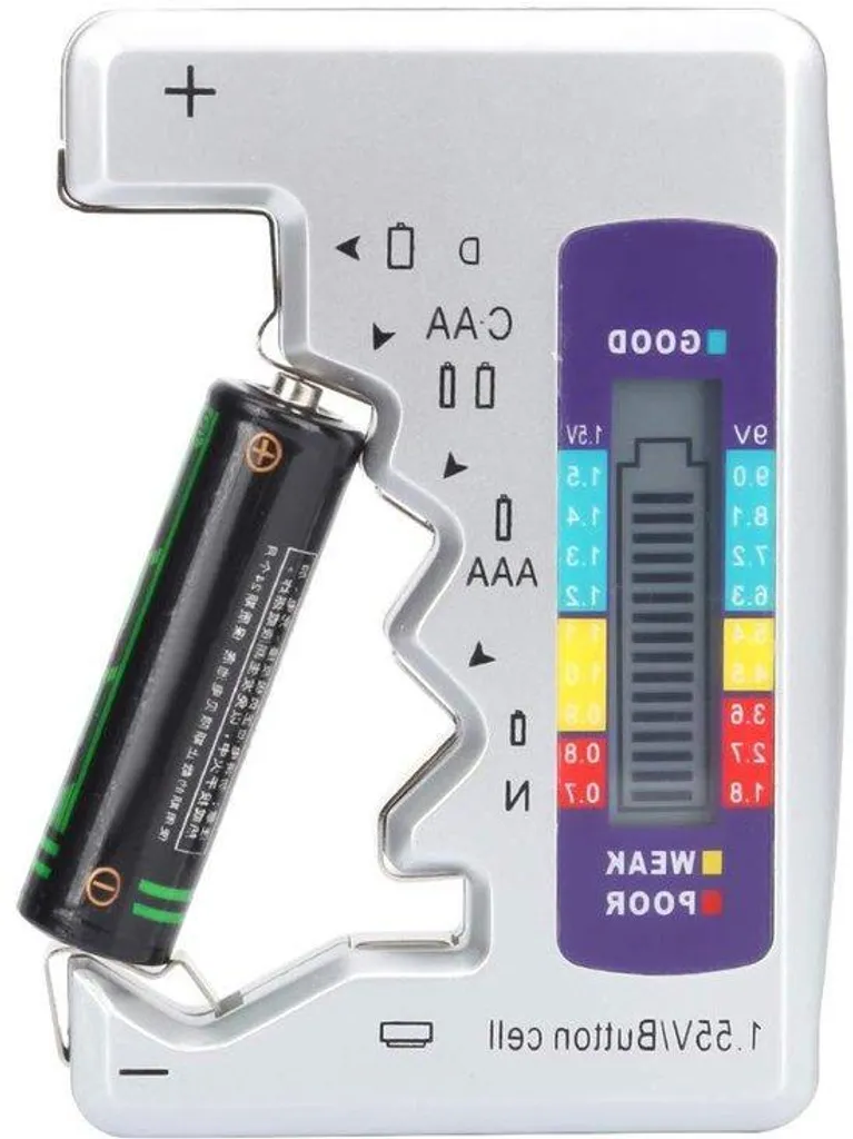 Vérificateur de piles numérique 90x60 mm, idéal pour jouets et loisirs