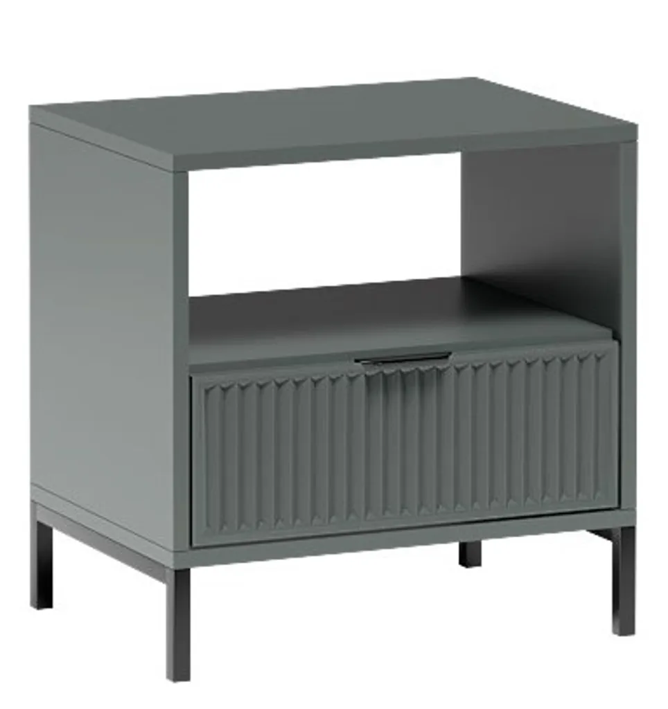 Table de chevet CORA pierre verte minérale - Design luxe et plateau noble