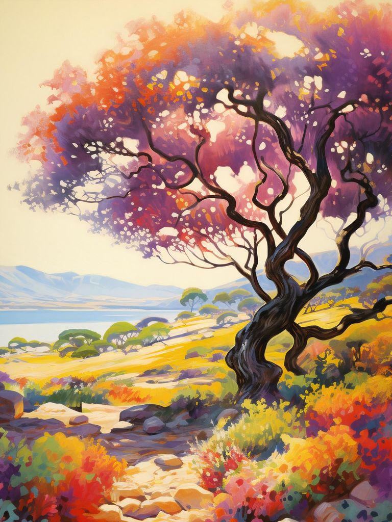 Plakat 30x40cm Buntiger Sonnenuntergang über dem Tal