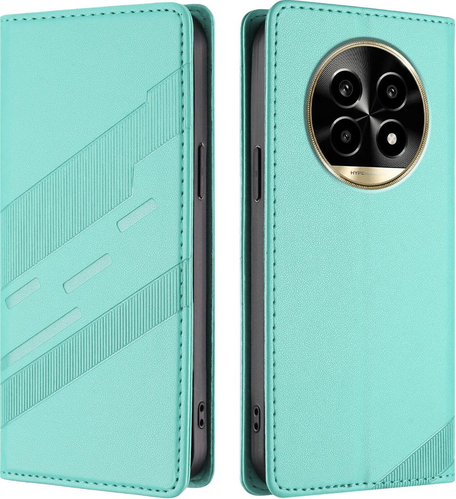 Hülle für Realme 13 Pro/Realme 13 Pro+, Kunstleder Brieftaschen Handyhülle mit Kartenfach und Standfunktion Türkis