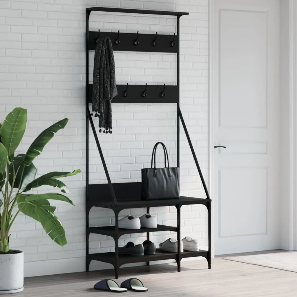 Appendiabiti Moderno Nero 80 cm con Scarpiera 3 Ripiani 2025