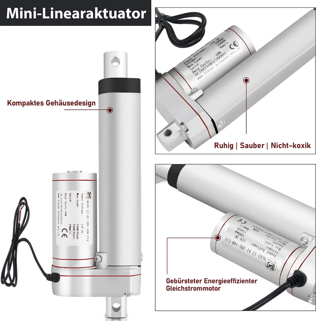 Motore lineare Jopassy Attuatore regolabile Motore elettrico Attuatore lineare Attuatore lineare Motore di sollevamento Motore attuatore lineare 1500N 12V 200mm