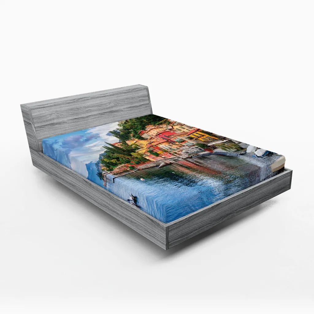 Drap-Housse Anti-Plis Motif Italie 180x200 cm Ne se Décolore Pas au Lavage