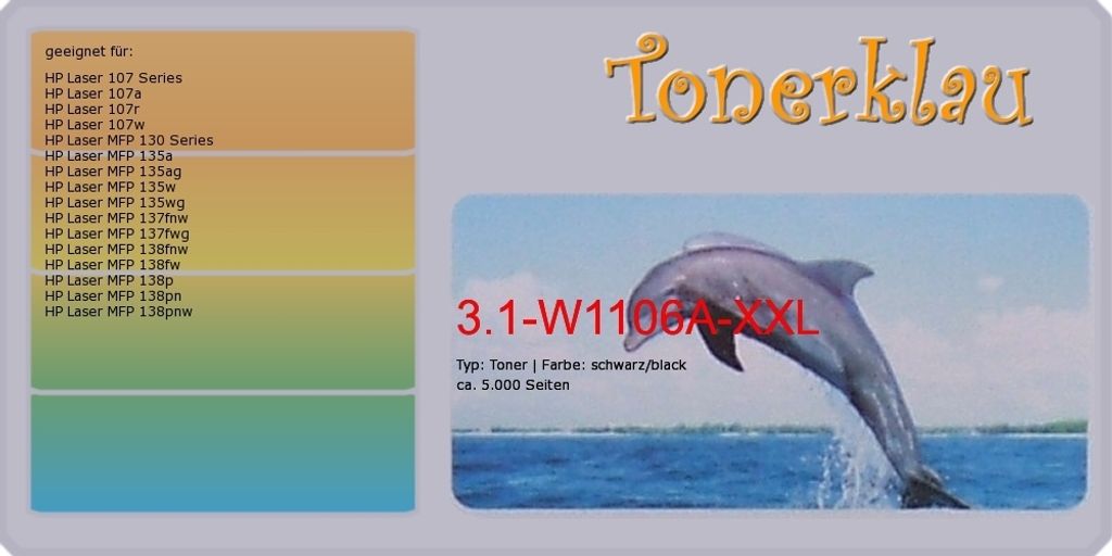 black Toner 3.1-W1106A-XXL [ mit Chip ]  kompatibel mit HP Produktbild 