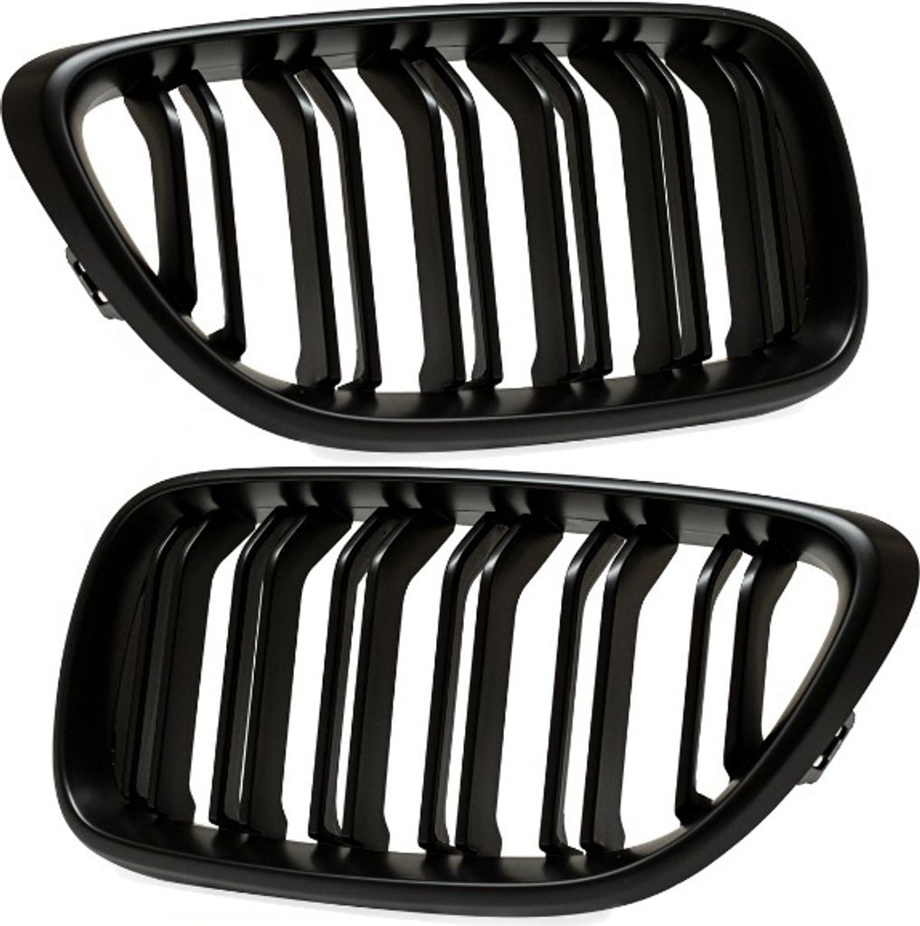 2x Doppelsteg Kühlergrill Grill Schwarz Matt passend für BMW 2er F22 F23 + M-Paket 14>