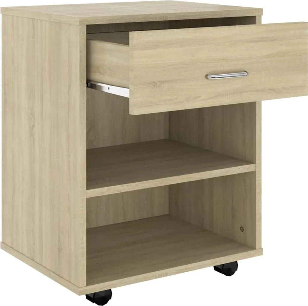 Caisson de bureau mobile Chêne Sonoma 46 cm avec étagères de rangement - 5