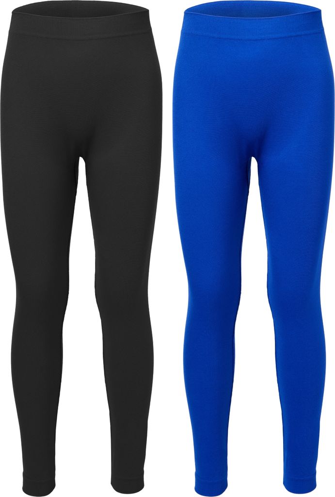 Ladeheid 2er Pack Lange Unterhosen Kinder Jungen für Winter Sport LA40-259 (Schwarz/Blau, 134-140)