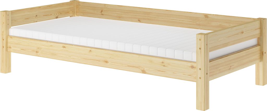 Einzelbett, Holzbett Kiefer massiv klar lackiert 90x200 Produktbild 