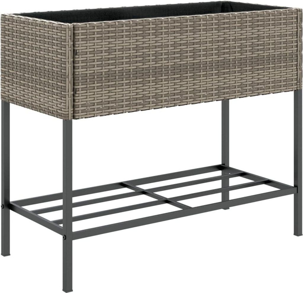 vidaXL Pflanzkübel mit Ablage Grau Poly Rattan Produktbild 