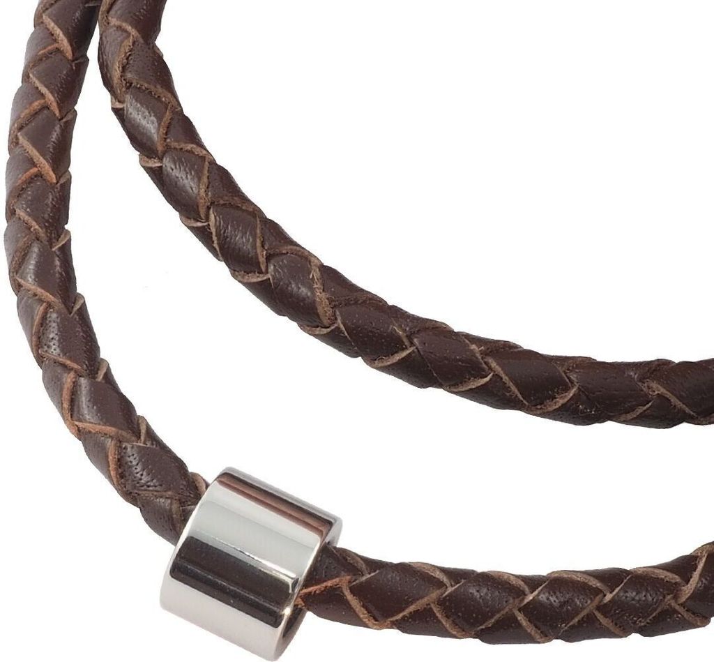 Lederkette geflochten Leder-Band Halskette mit Anhänger Damen Kette 6 mm Braun, Länge:100 Zentimeter