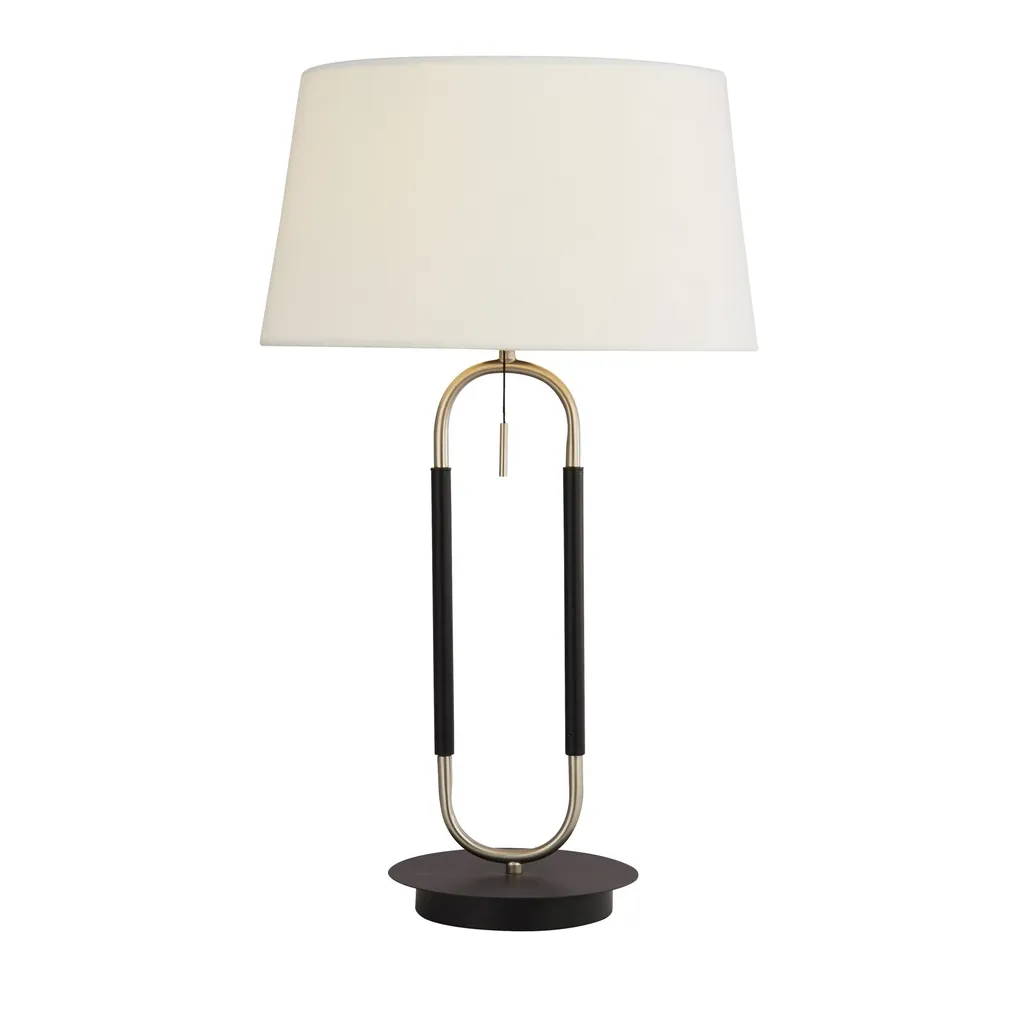 Lampe de Table Jazz 1Lt Argent Satiné et Noir avec Abat-Jour en Velours