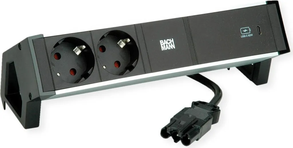 Fini les câbles avec le bloc Bachmann DESK2 USB-C 60W Alu Noir